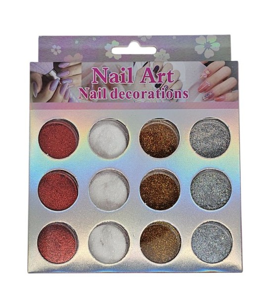 Set 12 mix sclipici multicolor 4 nuanțe