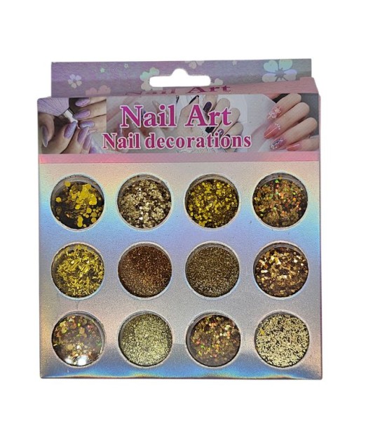 Set 12 mix sclipici si paiete auriu